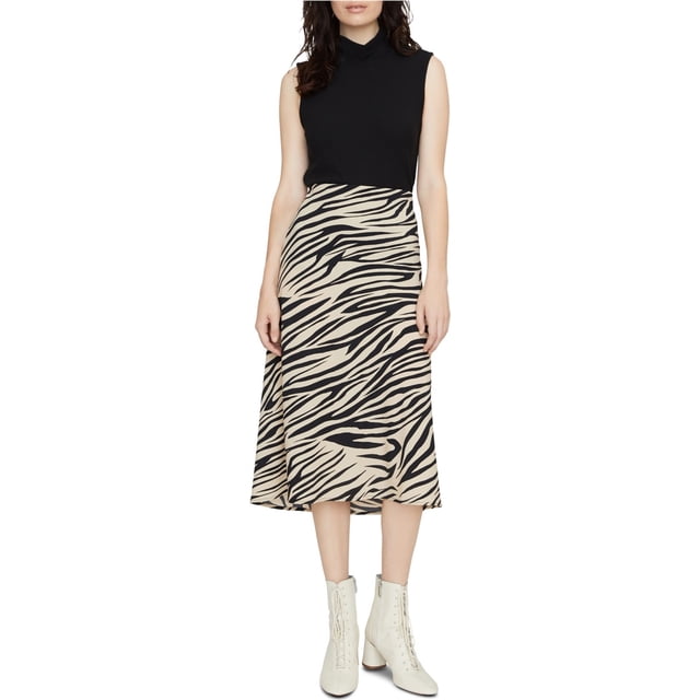 Sanctuary Clothing - Falda a media pierna con estampado animal para mujer, beige, extra pequeña