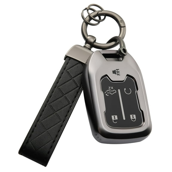 for Chevy Key Fob Cover with Keychain, for 2019 2020 2021 2022 2023 GMC Sierra, Chevy Silverado 1500/2500HD/3500HD, 5-Button, TPU, Accessories Keychain