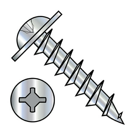 

8-11X1 Square Phillips Drive Round Washer Deep Thread Wood Screw Full Thread Zinc (Pack Qty 4 000) BC-0816DXRWD