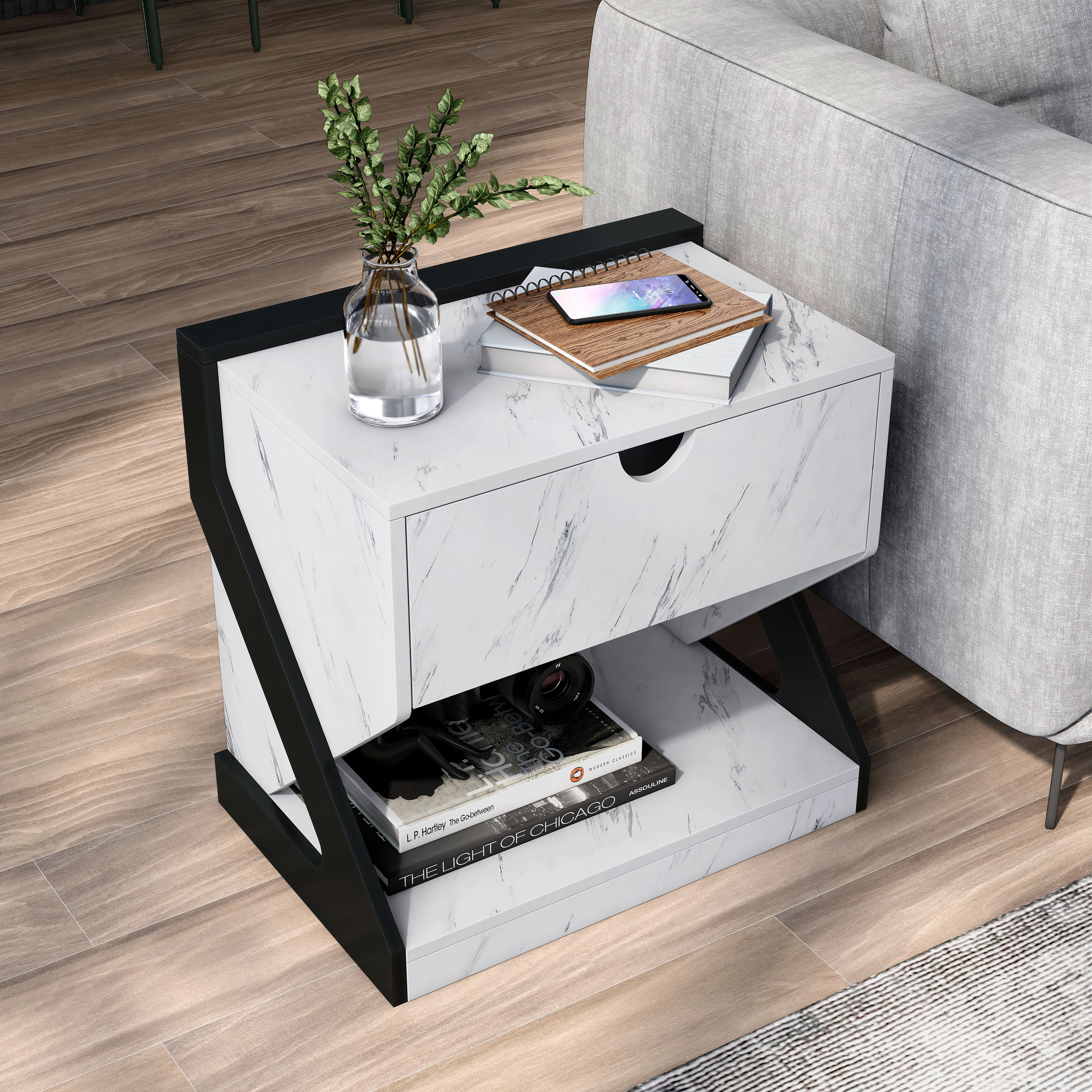 Furniture of America Tilde 1-Drawer and 1-Shelf Wood Adult Nightstand, White