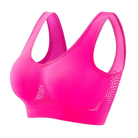 GXIPO Breathable Cool Liftup Air Bra 2024 Seamless Wireless Plus Size Lingerie Women  Large Size Sports Bras Underwear #131Hot Pink S