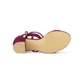 thumbnail image 5 of BLISSFUL STEP Women's Open Toe Lace up Sandals Mid Block Heels Sandals Burgundy 6, 5 of 7