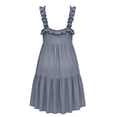thumbnail image 5 of ClodeEU Women's Summer V Neck Spaghetti Strap Ruched Ruffle Hem Mini Dress,Solid Color Loose Fit Casual Flowy Sundress Gray,Women's Plus XL, 5 of 7