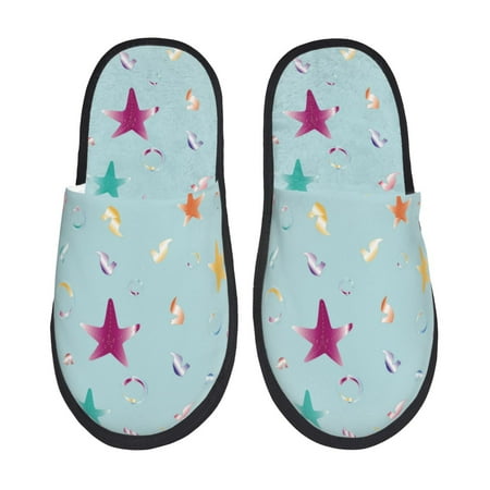 

House Slippers for Women and Men starfish seahorses air bubbles Comfy Fuzzy Bedroom Slippers Furry Home Shoes for Indoor Outdoor