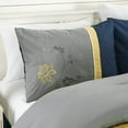 thumbnail image 3 of Chezmoi Collection Serene 7-Piece Luxury Floral Embroidery Comforter Set, King, Navy/Gray/Yellow, 3 of 8