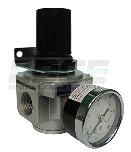 7 to 215 PSI Adjustable HIGH Flow Rate 1 NPT, 180 CFM Heavy Duty in-LINE Compressed AIR Pressure Regulator for AIR Compressor Wall Bracket and Gauge Included 