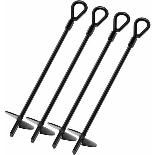4 estacas de suelo de 15.0 in para jardín, estacas de acero resistente en espiral, estacas de metal para suelo, estacas para tienda de campaña, anclajes de suelo resistentes para valla de trampolín d JAMW Sencillez