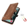 thumbnail image 4 of Allytech Wallet Case for iPhone 15 Pro, [9 Card Slots] [Zipper Pocket] Luxury PU Leather Kickstand Magnetic Clasp Cover with Shoulder Strap & Hand Strap, Shockproof Anti-Fall Case, Brown, 4 of 11