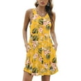 thumbnail image 3 of MLANM Womens Summer Sleeveless Casual Short Dress Floral Beach Swing Sundress with Pockets, L Floral Yellow, 3 of 8