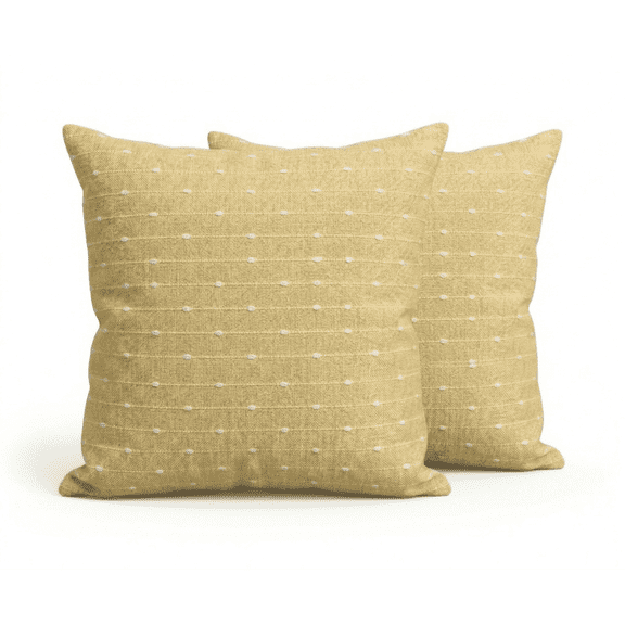 Excellere Home 20x20 Yellow Decorative Throw Pillow Covers, Soft Clipped Dot Textured Cushion Case, Pack of 2