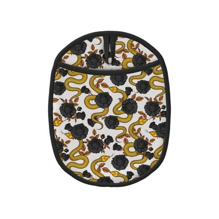 

Pofeuu Snake And Rose Print Silicone Pot Mat Mitten With Hanging Loop Heat Resistant Oven Mitts Non-Slip Bbq Baking Smoking Potholders