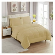 Homehours 7 Piece Comforter Set Bag Solid Color All Season Soft Down Alternative Blanket & Luxurious Microfiber Bed Sheets, Camel, XL