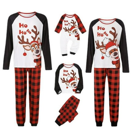 

SILVERCELL Sleepwear Xmas PJS Set for Couples and Kids Family Matching Christmas Pajamas Holiday Santa Claus Homewears