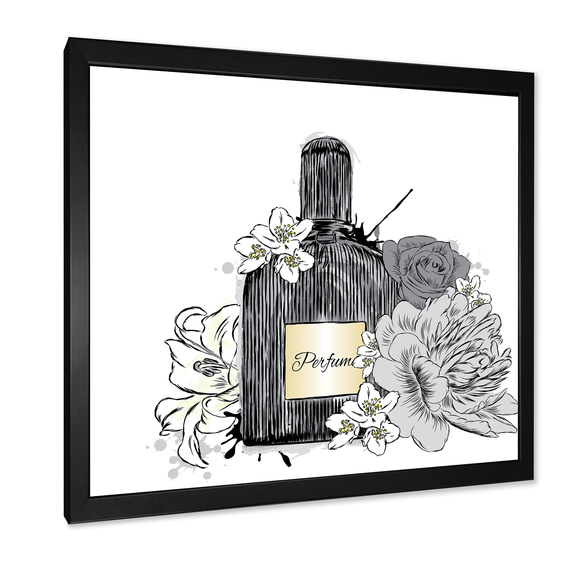 Designart 'Bouquet of Flowers and Perfume Bottle III' Traditional Framed Art Print