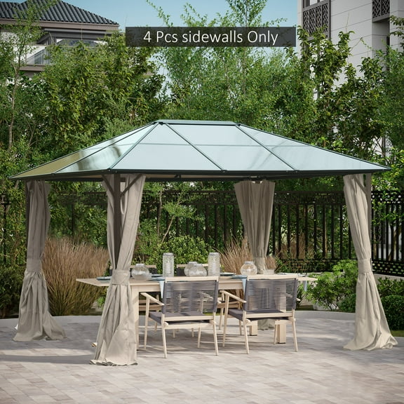 Outsunny 9.84' x 11.8' Gazebo Sidewall Set with Hooks/C-Rings, Beige