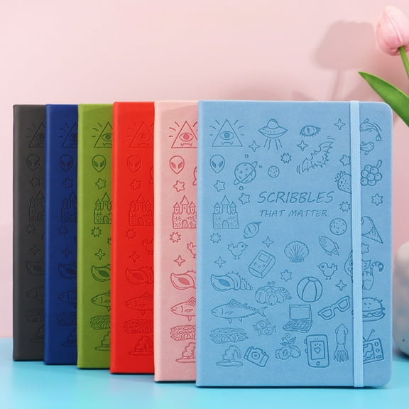 ​​A5 Leather Journal with Elastic Closure Softcover Floral Notebook Lay-Flat Binding Bookmark Ribbon 80g Paper