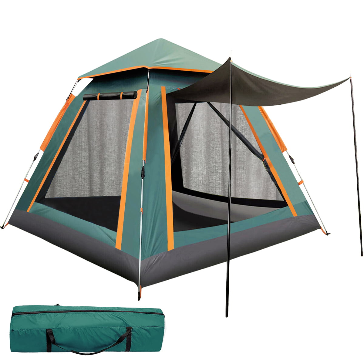 Tents for Camping, 3/4 Person Canbin Tent with Automatic Pop-Up Design and  Carry Bag,Waterproof Outdoor Tent for Family Hiking Camp Beach,Green 