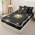 thumbnail image 2 of Erosebridal Vintage Moon Sun Zipper Full Size Comforter Sets with Fitted Sheet and 2 Pillowcases,Stars Astrology Zipper Bedding Set For Adults,Black Reversible,4pcs, 2 of 7