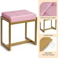 thumbnail image 5 of Vanity Stool, Pink Small Vanity Stools Chair, Square Cushion Makeup Chairs for Vanity, Metal Foot Stool Ottoman Seat for Bedroom Makeup Living Room, Pink & Gold, 5 of 14