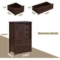 thumbnail image 3 of BOSHIRO 5-Drawer Sliding Barn Door Dresser, Espresso Brown Finish, Farmhouse Tall Chest for Bedroom and Living Room, 3 of 7