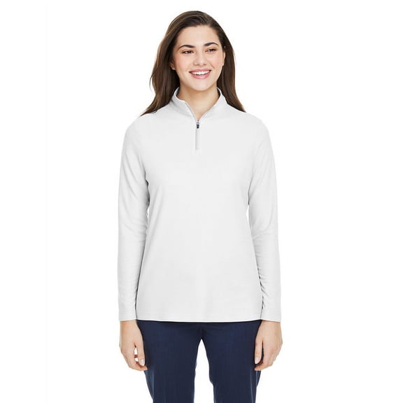 Ladies' Fusion ChromaSoft™ Pique Quarter-Zip - WHITE - 2XL