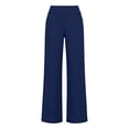 thumbnail image 4 of Women's Casual Cotton Linen High Waisted Wide Leg Pants Button Straight, 4 of 8
