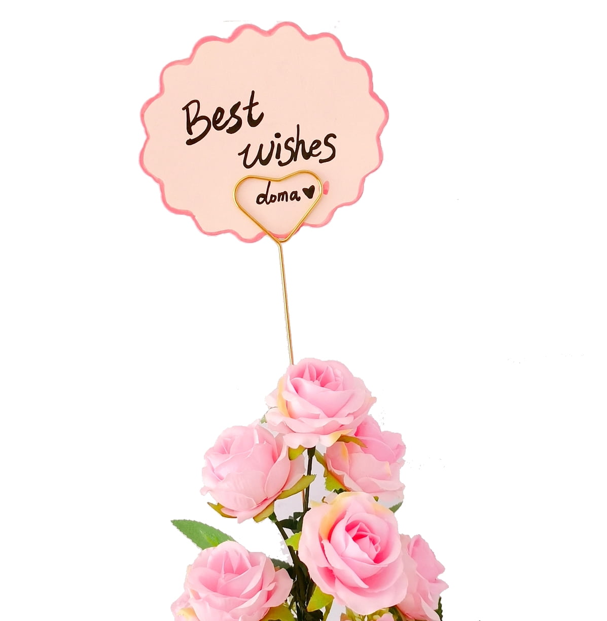 Handmade Original 40cm Height/15.75 inch Simulated Silk Rose Note Holder for Meetings,Parties, Birthdays, Anniversaries, +30Pcs Greeting Cards for Writing，Drawing