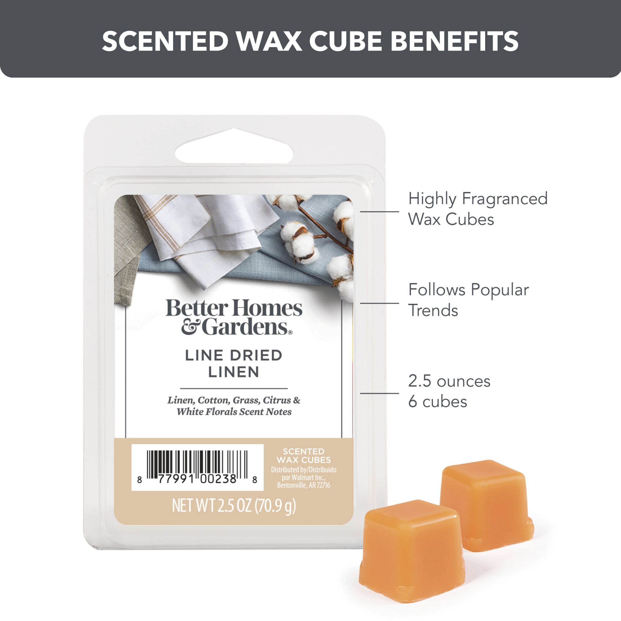 Line-Dried Linen Scented Wax Melts, Better Homes & Gardens, 2.5 oz (1-Pack) - image 6 of 10