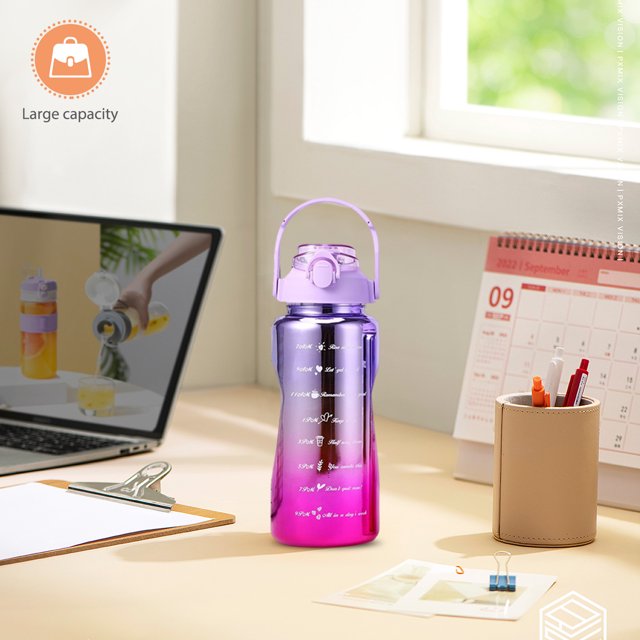Botella De Agua Deportiva 280 + 900 + 2000 ML vaso para beber al aire libre vaso de agua de plástico con paja degradada para acampar Sywqhk Libre de BPA