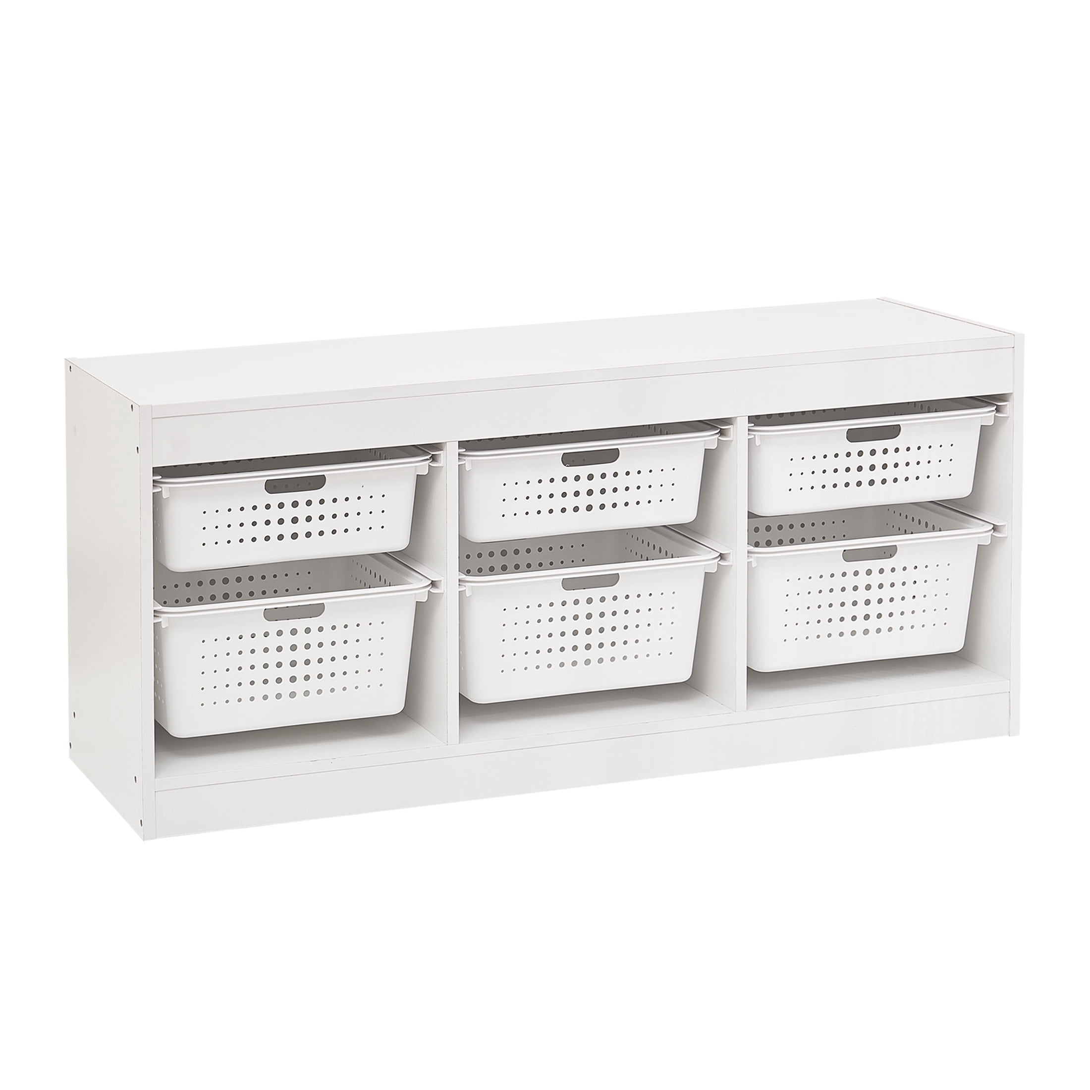Your Zone Kids Horizontal Sliding Bin Organizer with 6 Storage Bins, White