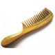 thumbnail image 3 of Peine de dientes anchos de madera de sándalo verde natural, hecho a mano, antiestático, con mango redondeado y aroma para desenredar el cabello rizado. Ideal como regalo (18 cm de largo)., 3 of 5
