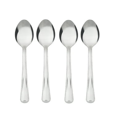 Mainstays Lace Stainless Steel Silver Adult Dinner Spoon, 4- Piece Set
