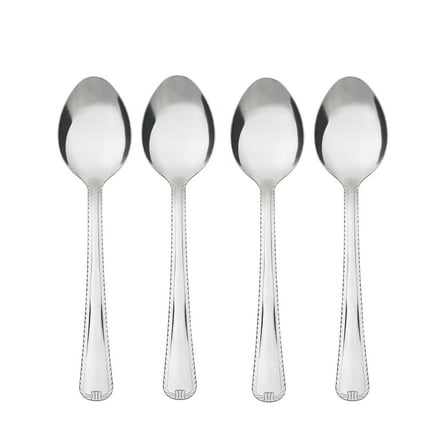 Mainstays Lace Stainless Steel Silver Adult Dinner Spoon, 4- Piece Set