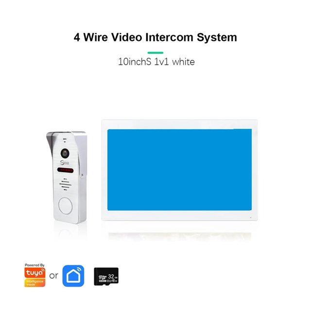 Metal Doorbell Video Intercom System For Home Tuya Smart Video Doorhpone Camera 160° 4-Wired 1080P Touch Monitor ,Smart Detection
