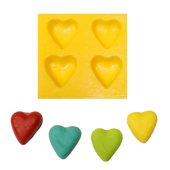 EDELAINE'S Heart 4 Cavity Silicone Molds for Cream Cheese Mints , Chocolate
