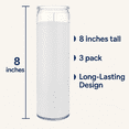 thumbnail image 4 of Unscented White Jar Candles in Glass, 3 Pack, 8" Tall Candles by Osnell USA, 4 of 6