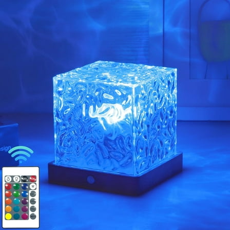 KOMI Northern Lights Projector, Water Lamp with Remote and Touch Control, Crystal Lamp with 16-Color, Luminorthe Cube Lamp, Ocean Lamp with Wave and Aurora Effects for Room Decor and Mood Lighting