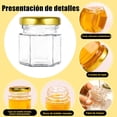 thumbnail image 3 of Mini Tarros De Cristal, Tarros Miel Pequeños Hexagonales con Tapas Doradas Para Miel, Especias, Mermelada Y Velas, Con Bolsa Regalo, Colgantes Abeja, Cuerda De Cáñamo, Etiquetas, Pegatinas, 3 of 4