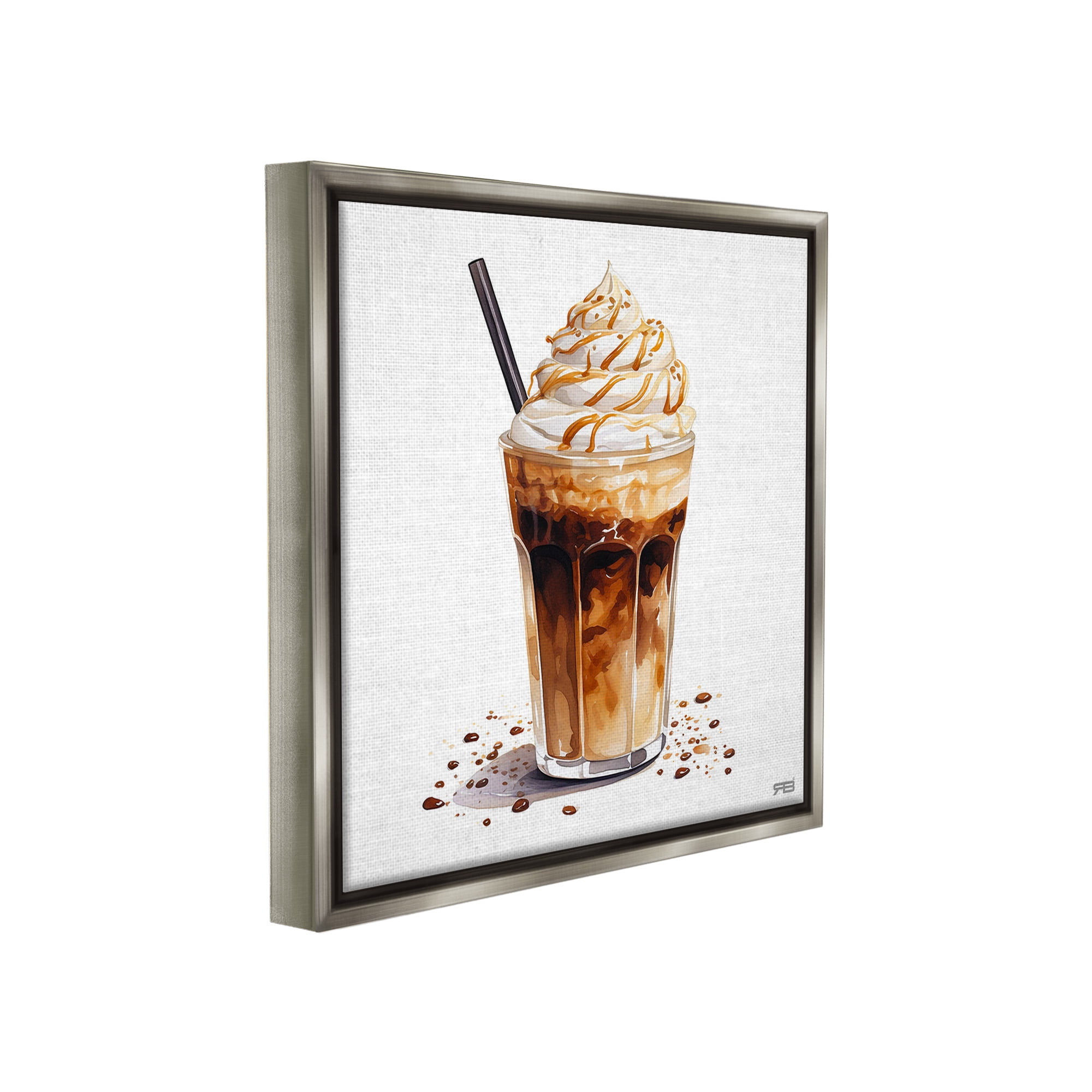 Stupell Industries Coffee Dessert Drink Food & Beverage Painting Gray Floater Framed Canvas Art Print Wall Art, 18 x 18