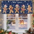 thumbnail image 5 of Kitchen Cafe Valance Curtain for Small Windows,Xmas Ginger Bread Man Snowflakes on Blue Rod Pocket Short Valances,42x18in, 5 of 9