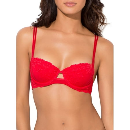 Lace Up Corset Demi Bra - Womenâs Lace Demi Push-Up Bra, Style ST127