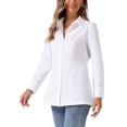 thumbnail image 4 of INSPIRE CHIC Point Collar Button Down Shirt for Women's Work Office Long Sleeve Top White L, 4 of 4
