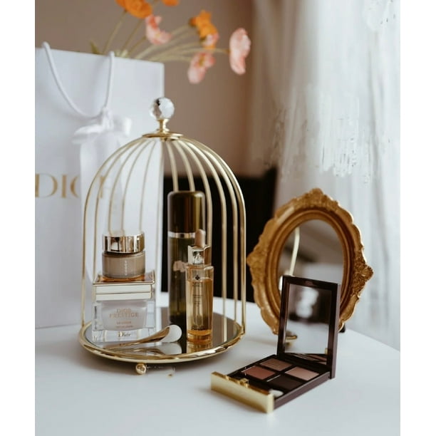 Mirrorred Glass Birdcage Bathroom Tray Large Vanity Tray Double Jewelry Tray Two Tiered Perfume Tray Daily Necklace Holder Jewelry Tree Stand Dessert Cupcake Stand In Gold Gold 1layer Walmart Com Walmart Com