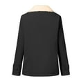 thumbnail image 5 of CUZIBR Women Jacket Winter Wool Lined Fuzzy Long Sleeve Solid Color Hooded Coat Mid Length With Pockets Thickened Warm Casual Cozy Comfort Outerwear,Black,L, 5 of 5