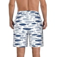 thumbnail image 3 of Yiaed Blue Fish Print Men's Swim Trunks with Lining Quick Dry Sports Shorts Beach Shorts Boardshorts-Large, 3 of 5