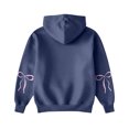 thumbnail image 3 of Women's Fashion Lightweight Long Sleeve Pullover with Pockets Preppy Graphic Hoodie with Bow Print for Everyday Wear,Navy,XL, 3 of 7