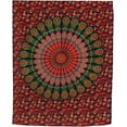 thumbnail image 4 of Bless International Indian hippie Bohemian Psychedelic Peacock Mandala Wall hanging Bedding Tapestry (Golden Red Green, Poster (30x40Inches)(76x101cms)), 4 of 4