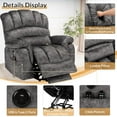 thumbnail image 5 of Tall Man Oversized Dual Motor Power Lift Recliner w/Heat Massage, Large Lay Flat Sleeper Electric Recliner with Extended Footrest for Elderly, Lumbar Pillow, USB & Type-C Ports, Plush-Gray, 5 of 7