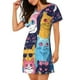 thumbnail image 2 of Easygdp Colorful Cats Pattern Art Camisón de manga corta para mujer, informal, estampado, 2 of 6