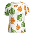 thumbnail image 5 of Autumn Harvest Maple Leaves Thanksgiving Womens Tops Women's Fashion Casual Short Sleeve Flower Print Round Neck Pullover Top Blouse, 5 of 6